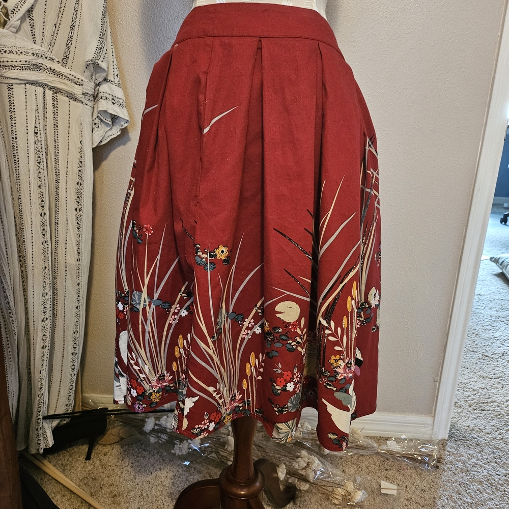 Floral Red Skirt